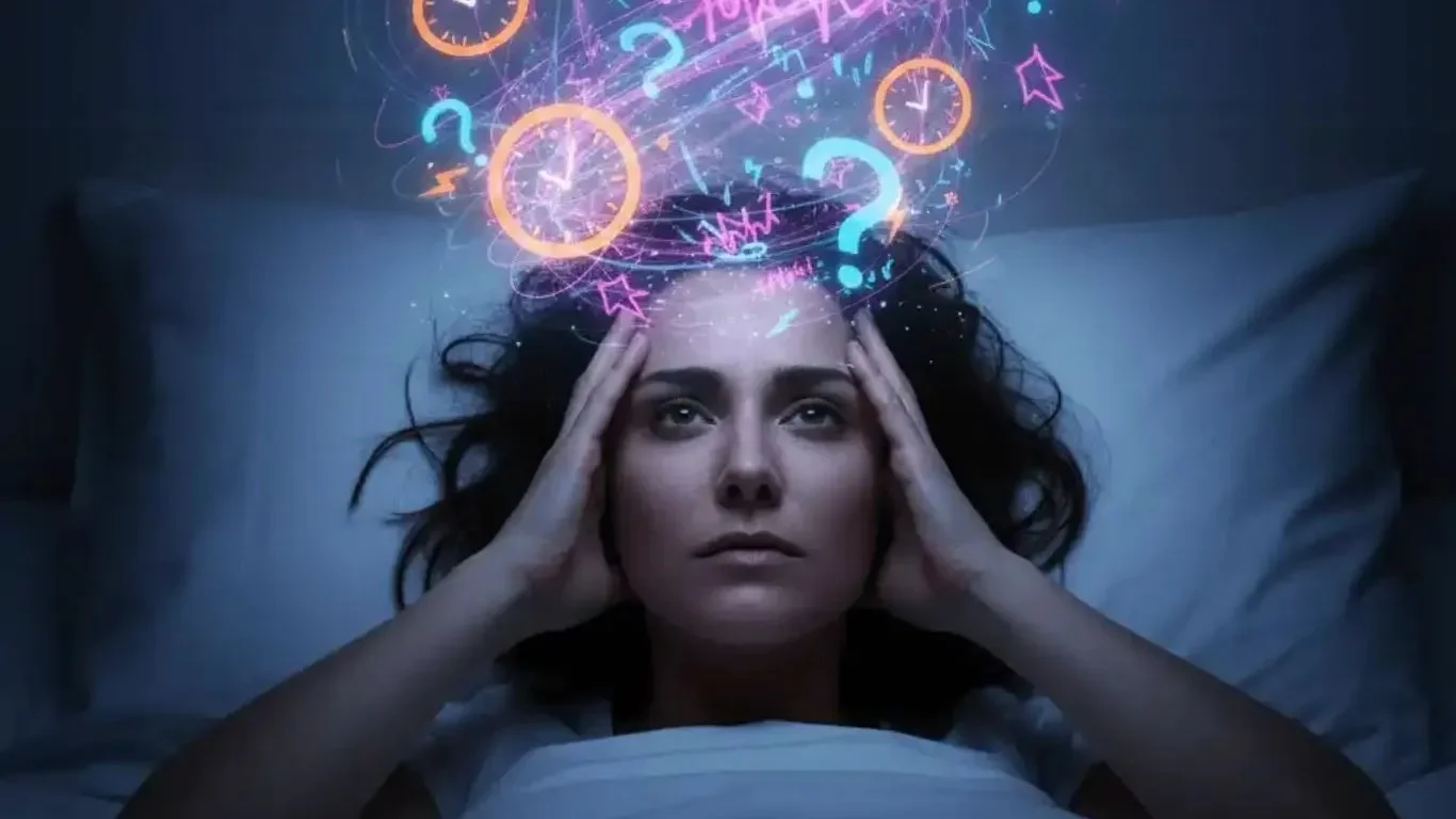 Woman can not sleep because too many thoughts running through her head